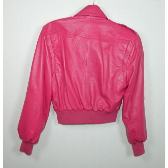 Michael Hoban North Beach Jacket Shorts‎ Set Size 7/8 Pink Leather 90's Pockets - Picture 3 of 15